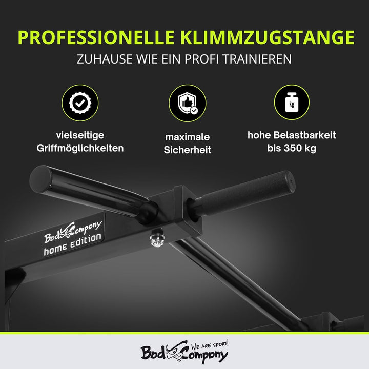 Bad Company Klimmzugstange Wandmontage bis 350 kg belastbar - Klimmzug Stange Wand inkl. Anleitung u