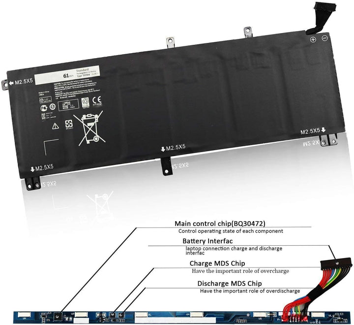 T0TRM Laptop Akku für Dell XPS 15 9530 Precision M3800 H76MV 7D1WJ TOTRM（11.1V 61Wh 6cell）