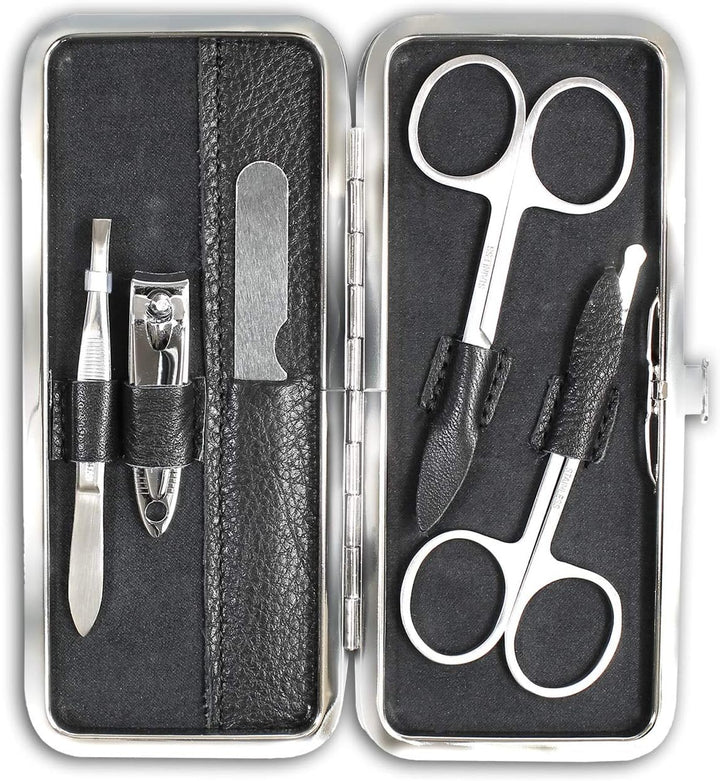 Maniküre Set 5 teilig Lederetui schwarz Nagelpflege D2OTJ703S EIN Geschenk zu Weihnachten, Geburtsta