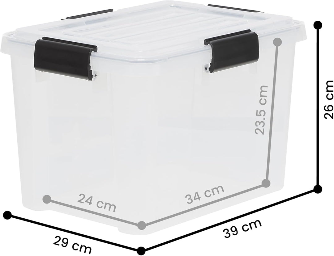 Iris Ohyama Luftdichte Kunststoff-Aufbewahrungsboxen mit Deckel, 20L, 3er-Set, Transparent, Hermetis