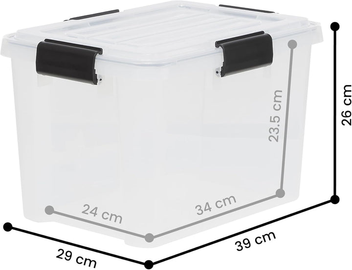 Iris Ohyama Luftdichte Kunststoff-Aufbewahrungsboxen mit Deckel, 20L, 3er-Set, Transparent, Hermetis