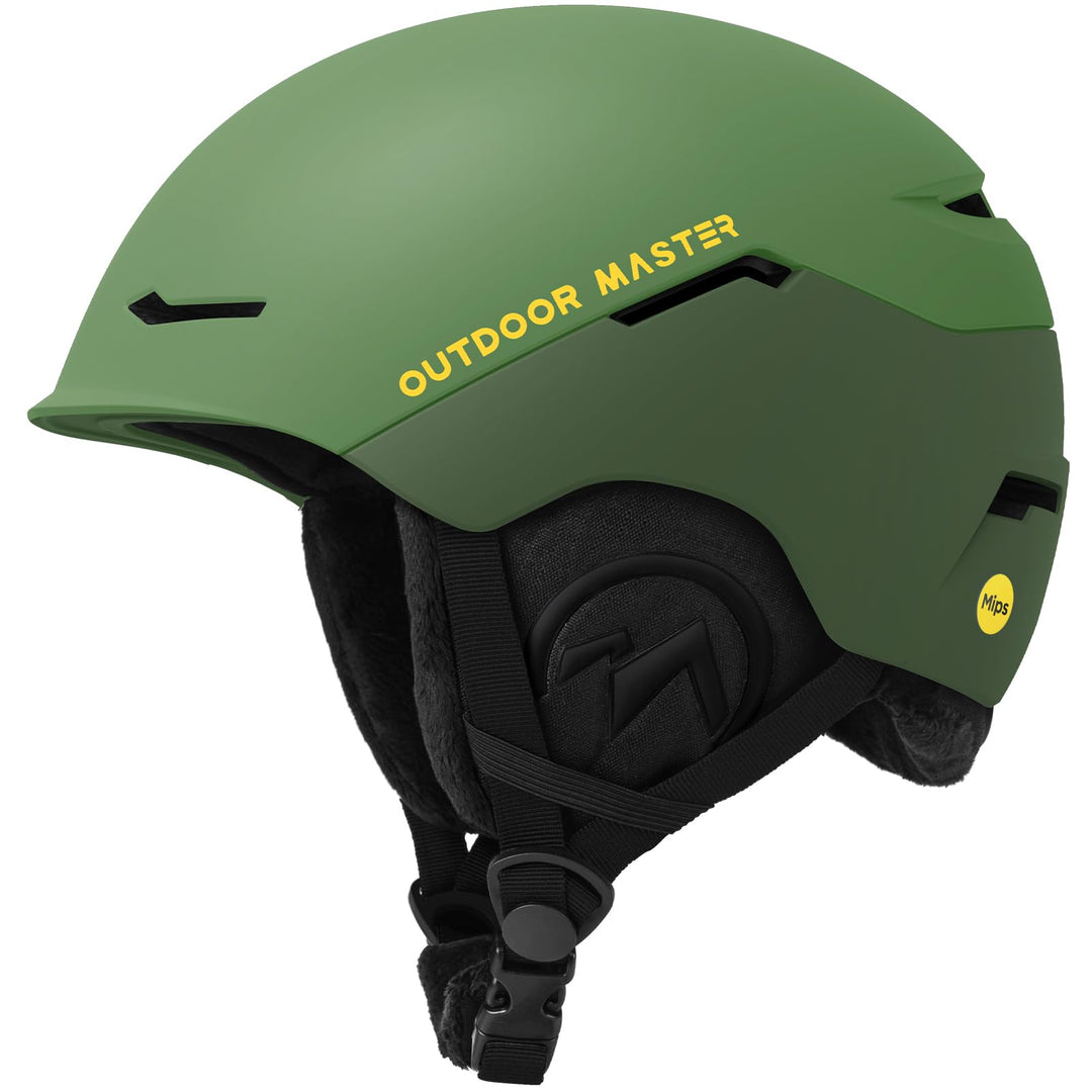 OutdoorMaster ELK MIPS Skihelm - Schneesporthelm Snowboardhelm für Männer Frauen & Jugend Waldgrün S