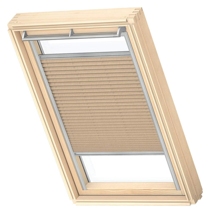 VELUX Original Dachfenster Plissee für M06, Sandbeige, mit Grauer Führungsschiene