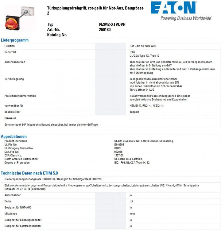 Eaton NZM2-XTVDVR Türkupplungsdrehantrieb 1 St.
