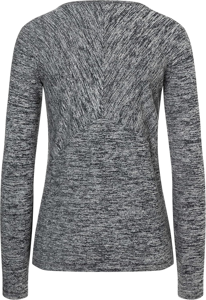 Timezone Damen Slim Henley Longsleeve T-Shirt XS Black Melange, XS Black Melange