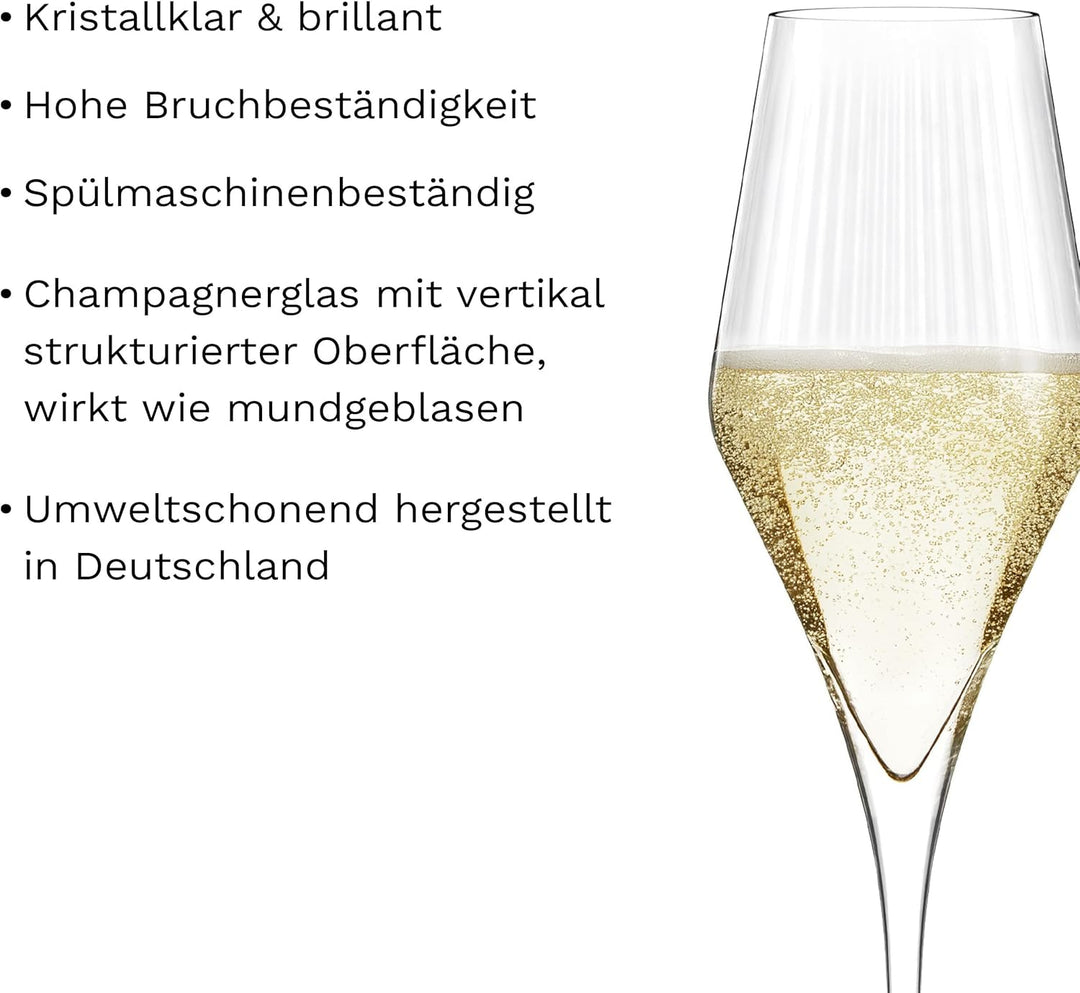 Stölzle Lausitz Champagner Glas Symphony/Elegantes Champagner Gläser Set 6-teilig/Hochwertige Sektgl
