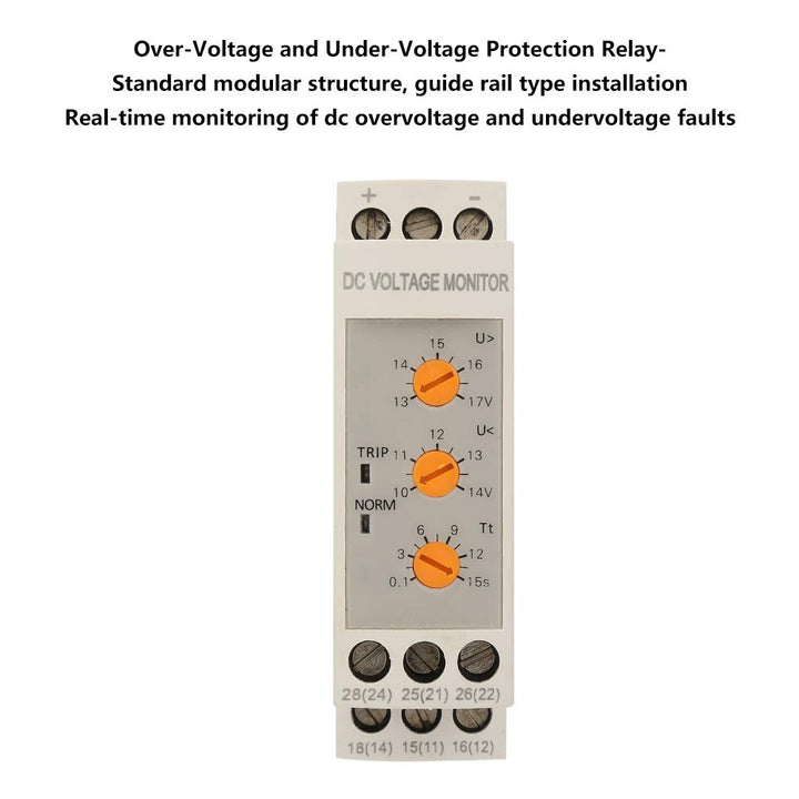 Spannungsüberwachungsrelais DC 12V/24V/36V/48V Überspannungs- und Unterspannungsschutzrelais 35MM Fü