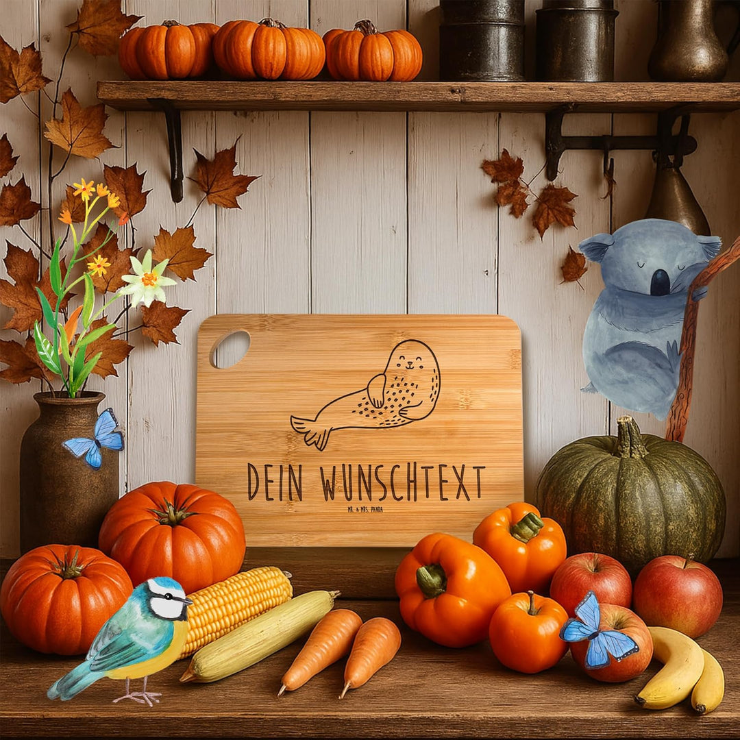 Mr. & Mrs. Panda Frühstücksbrett Selbst Gestalten Robbe Lachen - Personalisierte Geschenke, Frühstüc