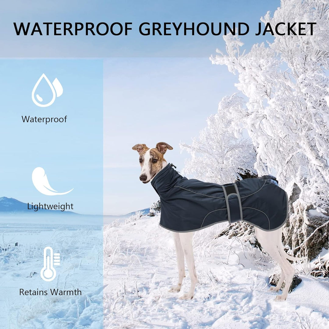 Geyecete- Wasserdicht Windhunde Mantel Fleece Whippet Pullover Winterjacke,Verstellbaren Reflektiere