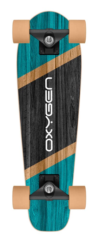 Skateboard Cruiser 27,5" x 8" SKIDS Control Oxygen, 70CM X 20CM, Blue-Black-Wood