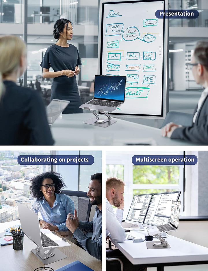 SOUNDANCE Laptopständer mit 360° drehbarer Basis, Ergonomische Computererhöhung für Schreibtisch, Fa