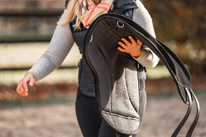 Equinate Reitpad Harper aus synthetischem Wildleder Pony Schwarz - Bareback Pad mit pflegeleichter N