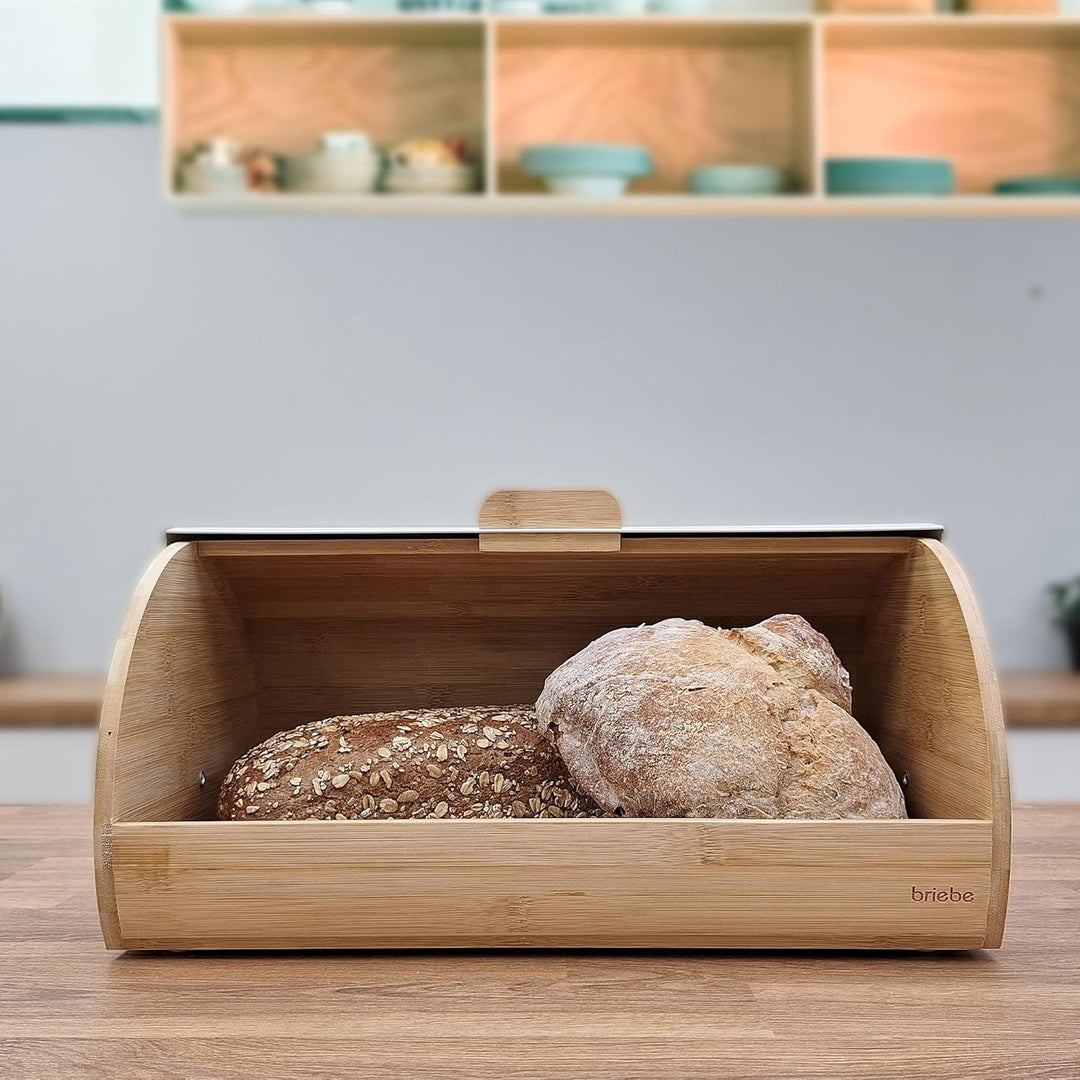 briebe Nordic Brotkasten für Brotaufbewahrung aus Bambusholz, Langanhaltende Frische des Brotes, Sch