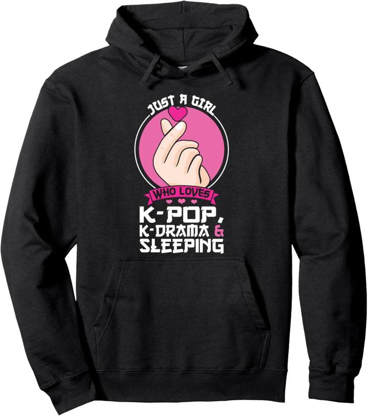 Nur ein Mädchen, das K-Pop, K-Drama & Schlafen liebt Pullover Hoodie