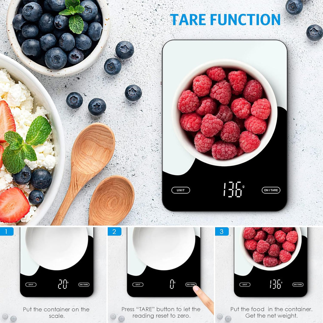 Brifit Digitale Küchenwaage 10kg/1g – Präzise Grammwaage mit LED-Display, Tara-Funktion, USB-C Aufla