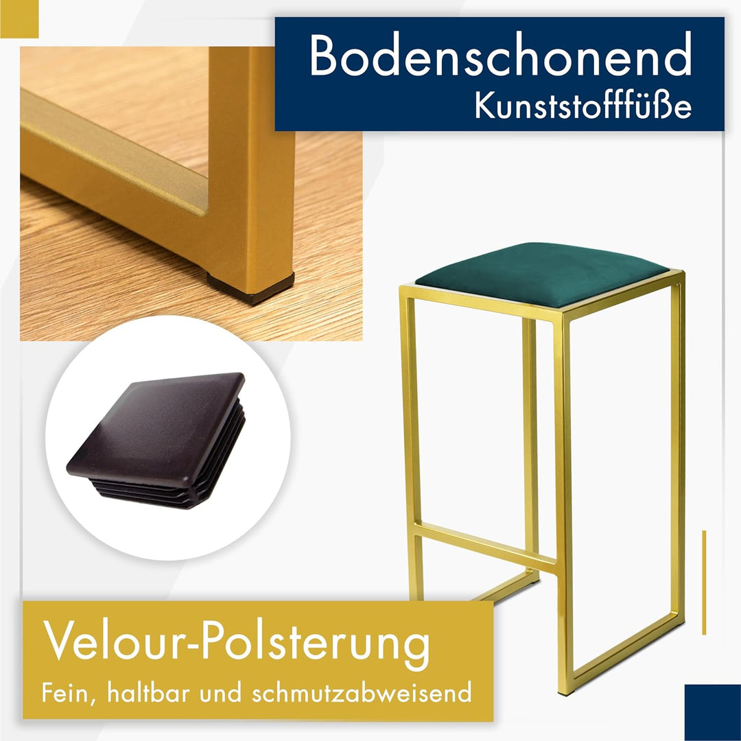 FERRO modern design Barhocker Gold ohne Lehne 64 cm - Metal Barstuhl mit Gepolstertem Sitz - Loft St