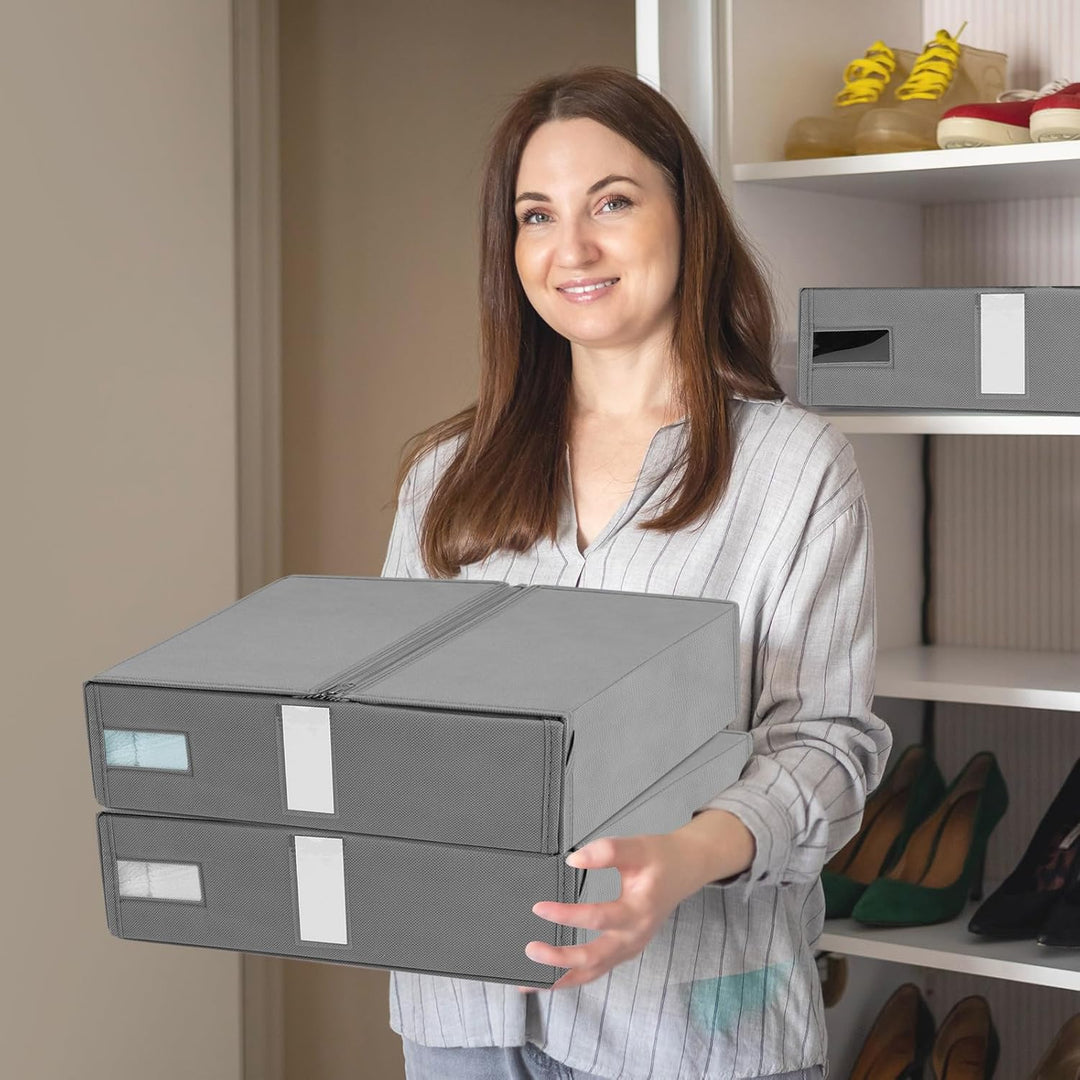 Fixwal 3 Stück Bettwäsche-Organizer-Aufbewahrungsbehälter, faltbare Aufbewahrungsbehälter mit stabil