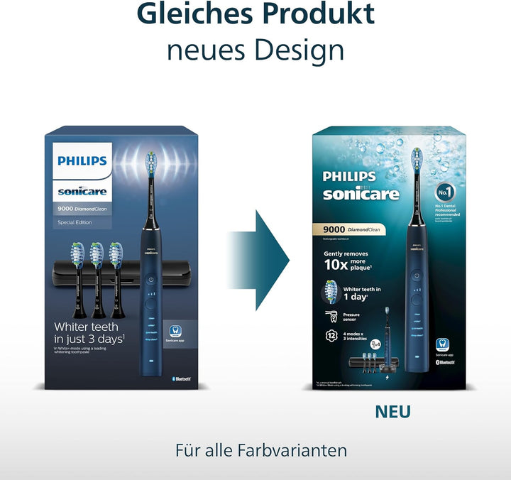 Philips Sonicare DiamondClean elektrische Zahnbürste der 9000er Serie – Schallzahnbürste, sauberere