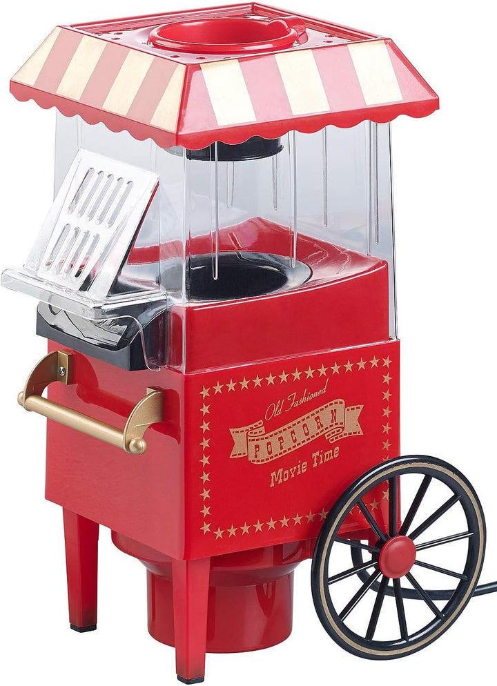 Rosenstein & Söhne Popkornmaker: Retro-Heissluft-Popcorn-Maschine, Miniatur-Rollwagen-Optik, 1.200 W