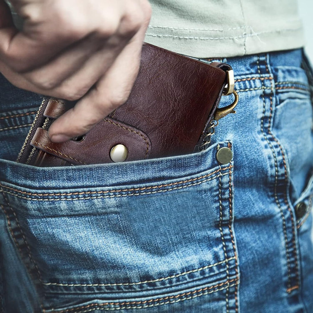 PORRASSO Leder Geldbörse Damen Geldbeutel Kreditkartenetui mit RFID Schutz Multifunktional Portemonn