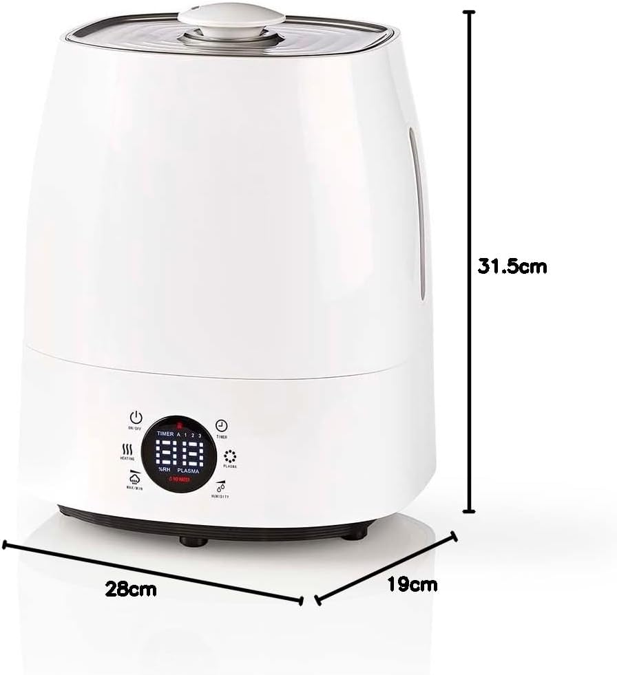 Luftbefeuchter | 110 W | Mit kühlem und warmem Nebel | 5.5 l | Hygrometer | Timer | geeignet für Pla