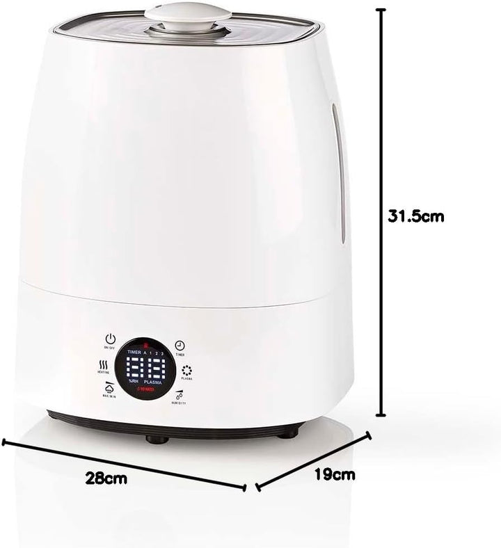 Luftbefeuchter | 110 W | Mit kühlem und warmem Nebel | 5.5 l | Hygrometer | Timer | geeignet für Pla
