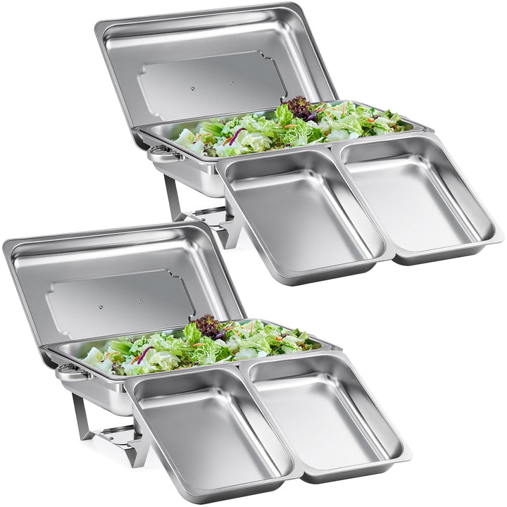 Wilprep Chafing Dish Edelstahl Buffet-Set Warmhaltebehälter Speisenwärmer Wärmebehälter Rechaud für