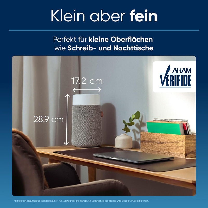 BLUEAIR Mini Air Purifier, kompakter Luftwäscher, entfernt 99,97 % Staub, Pollen und Rauch, leise un