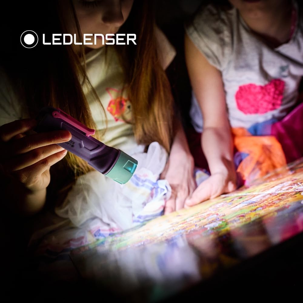 Ledlenser KIDBEAM4 Taschenlampe Kinder lila | energiesparende Batterie Led | 4 Farbmodi und Blinkfun