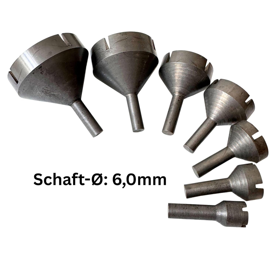 EDER Augenfräser Set 7-teilig für Kettensägenschnitzen - Schaft 6mm – Made in Germany – Brennfräser