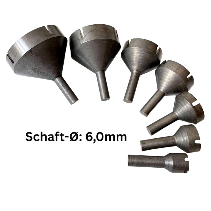 EDER Augenfräser Set 7-teilig für Kettensägenschnitzen - Schaft 6mm – Made in Germany – Brennfräser