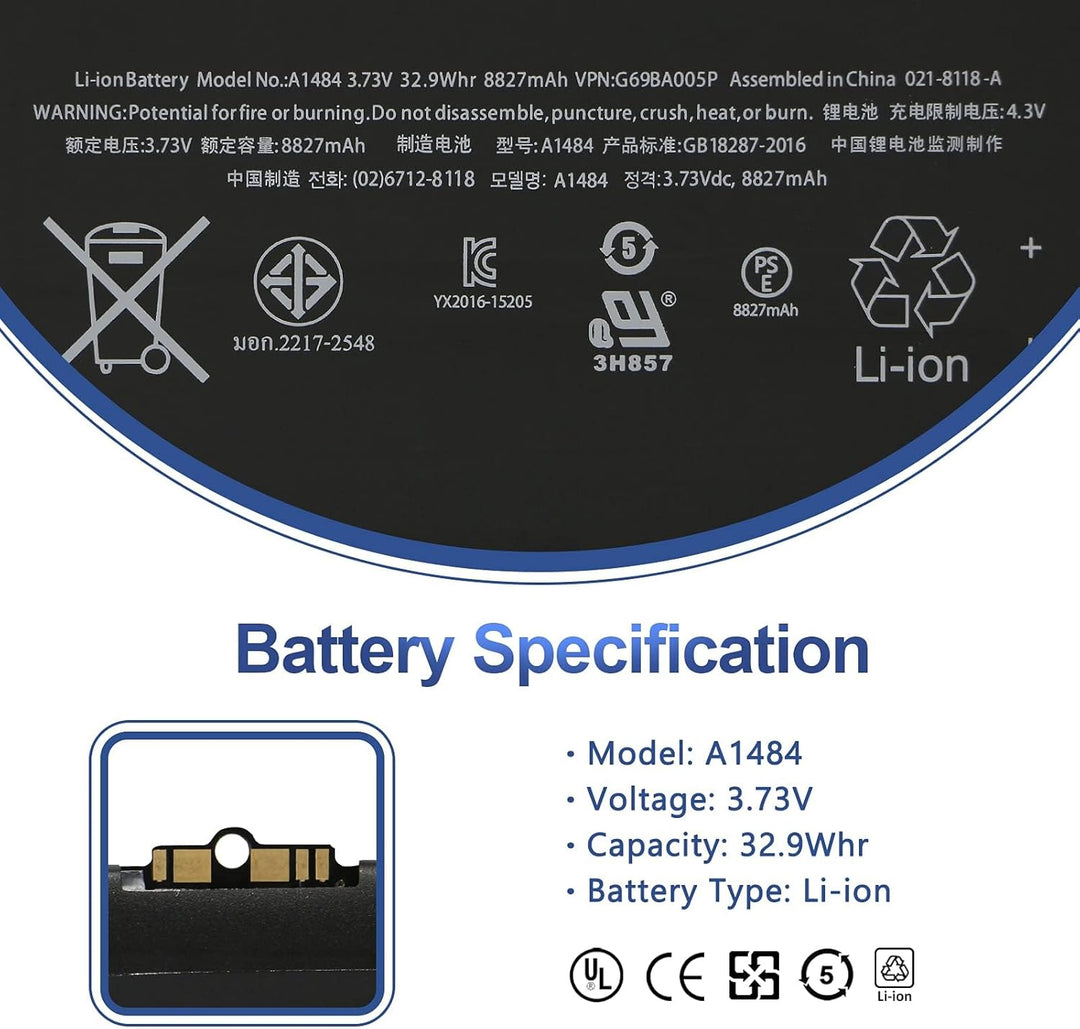 ANTIEE 8827mAh 32.9Wh A1484 Replacement Tablet Akku für iPad 2017 A1822 A1823 iPad 2018 A1893 A1954