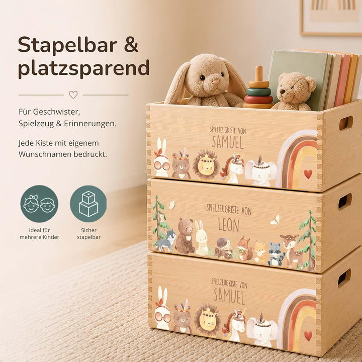 Kidsmood - Spielzeugkiste aus Holz mit Wunschnamen | Aufbewahrungsbox Kinder Spielzeug & Bücher | Pr