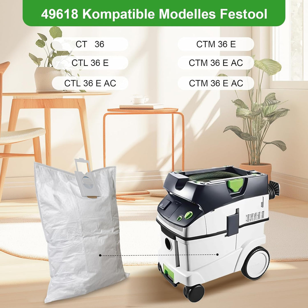 Staubsaugerbeutel für Festool CT 36 / CTM 36 E/CTL 36 E CLEANTEC Serie,Staubsauger für Festool 49618