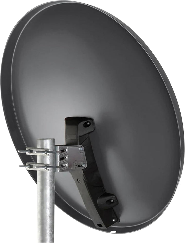 Opticum X80 Satelliten-Antenne 80 cm, Stahl - anthrazit, incl. 2 Mastbefestigungsschellen - mit Sing