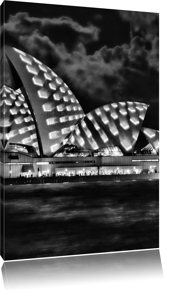 Pixxprint Monocrome, Sydney Opera House bei Nacht, Format: 100x70 auf Leinwand, 100x70