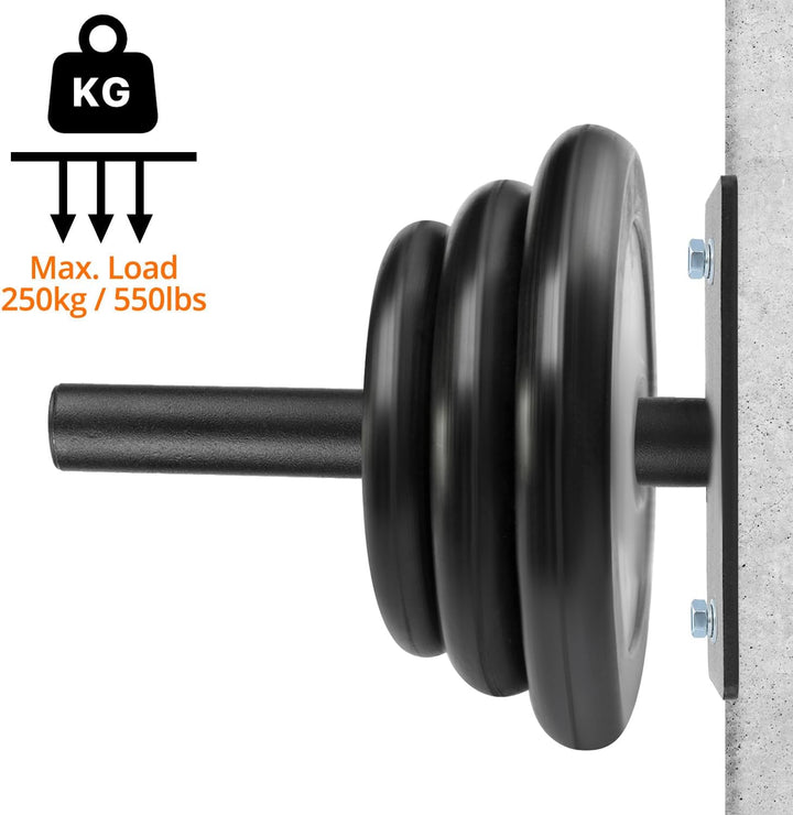 QWORK® 2 Stück Wandmontage Hantelscheiben Halterung, für 2.5 cm/3cm/5cm, Robuste Stahlkonstruktion H