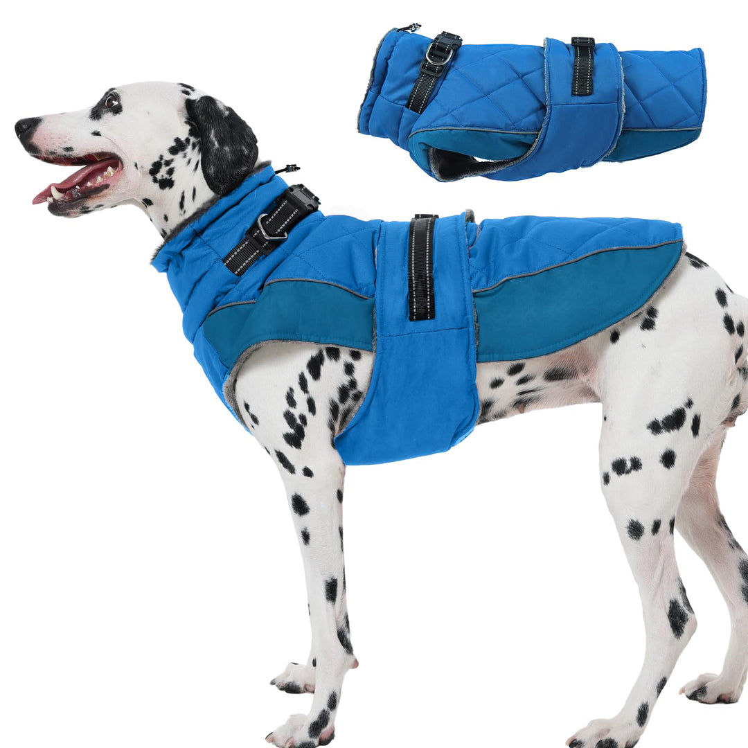 Hundemantel mit Bauchschutz, Wintermantel Hunde Gross mit Hohem Kragen und Reflektierenden Streifen,