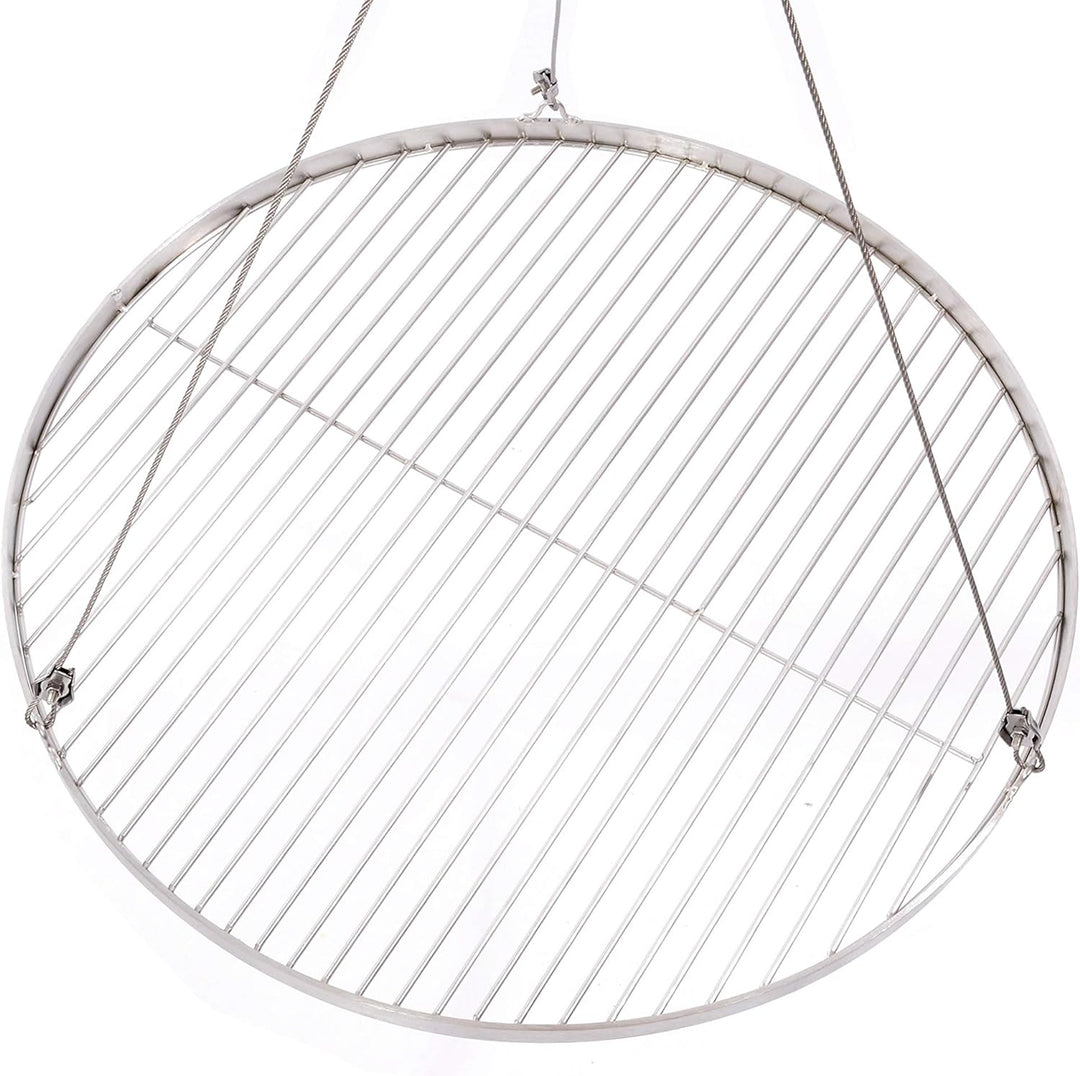 57 cm Grillrost Edelstahl für Schwenkgrill 3 Bein BBQ Grill Rost mit Seil 14 mm Stababstand