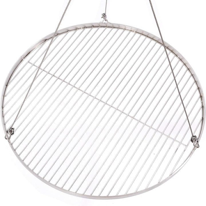 57 cm Grillrost Edelstahl für Schwenkgrill 3 Bein BBQ Grill Rost mit Seil 14 mm Stababstand