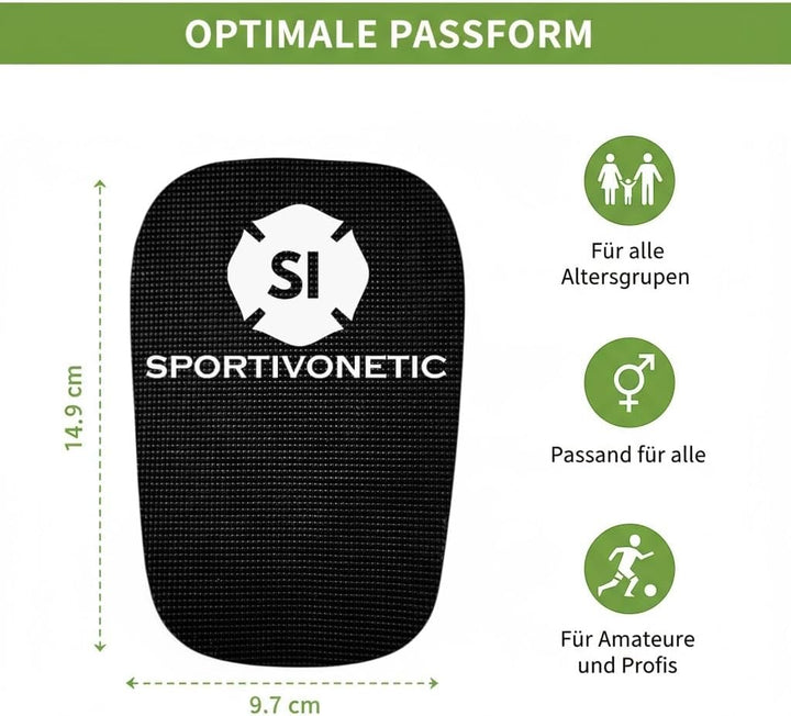 SPORTIVONETIC® High Performance Schienbeinschoner Anpassbar für Erwachsene & Kinder, Damen & Herren