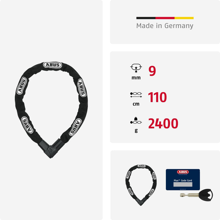 ABUS Kettenschloss CityChain 1010 – Fahrradschloss aus gehärtetem Stahl – ABUS-Sicherheitslevel 12 S