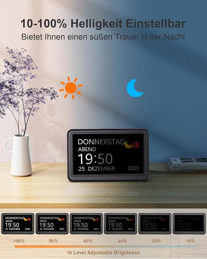 Roxicosly Digitaler Kalender, Elektronischer Tag Datum Wecker, Digital Uhr mit 20 Benutzerdefinierte