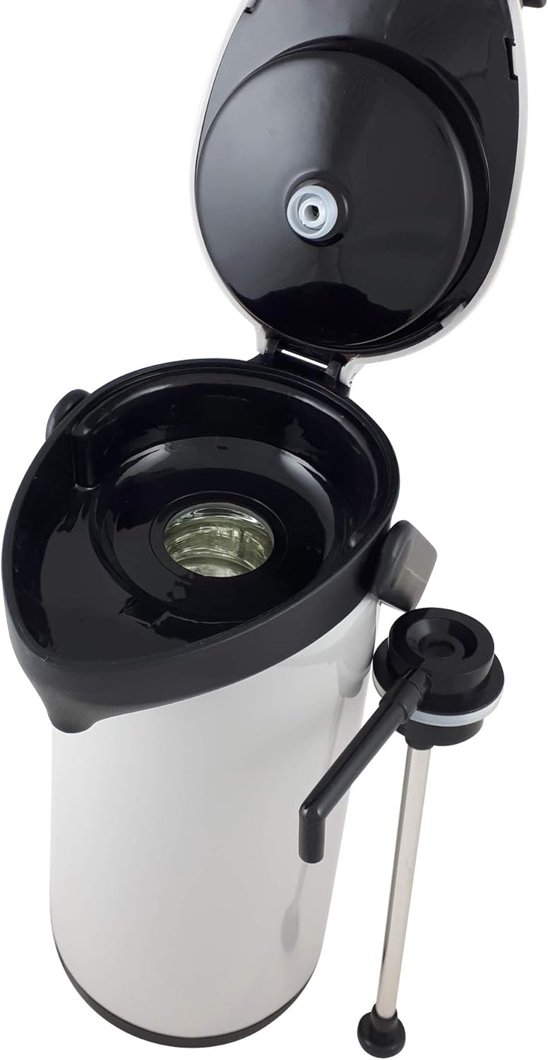 Helios Pump-Isolierkanne Airpot, 1,9 Liter, Kunststoff, grau/schwarz, Einhandbedienung 1,9 Liter Gra