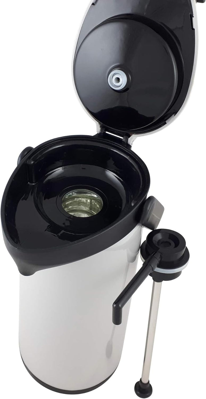 Helios Pump-Isolierkanne Airpot, 1,9 Liter, Kunststoff, grau/schwarz, Einhandbedienung 1,9 Liter Gra