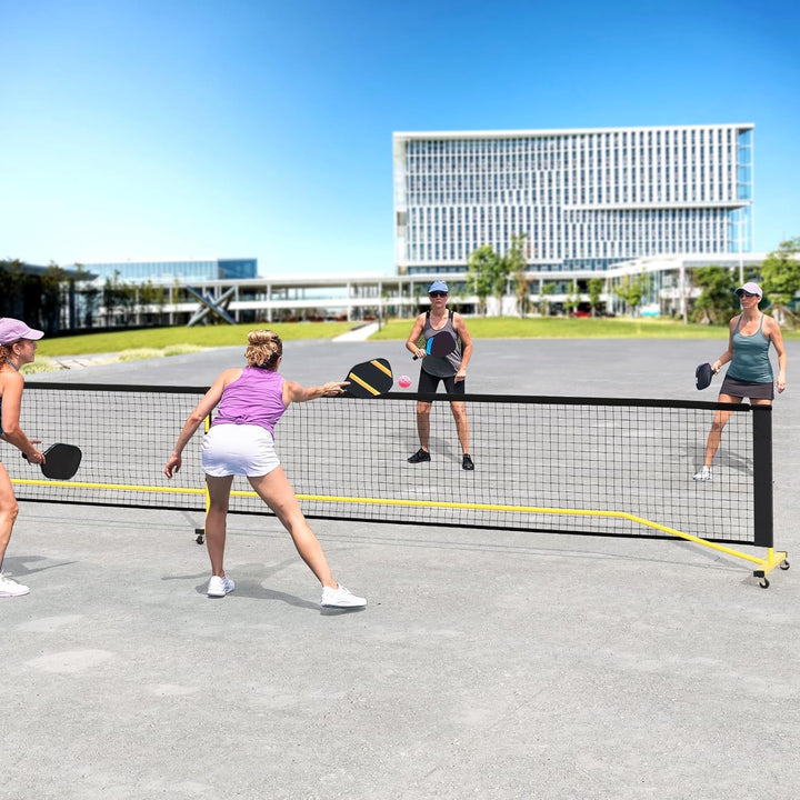 COSTWAY Pickleball Netz tragbar mit Rollen, 6,7 m Pickleball-System in offizieller Grösse mit Metall