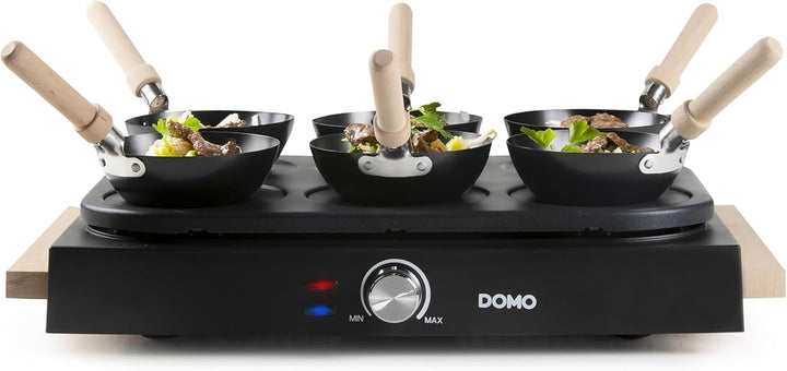 DOMO DO8719W Gourmet-Set Wok-Set/Pancake- Holzdesign - 6 Personen Wooden finish, Wooden finish