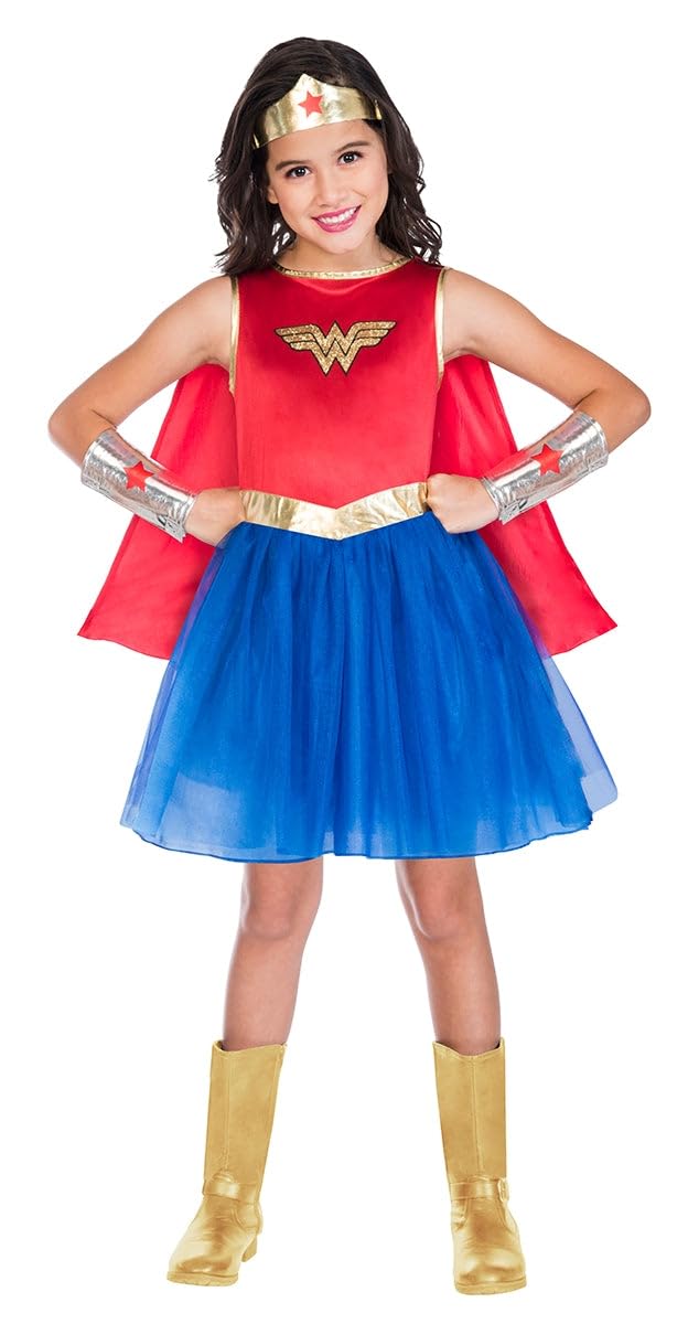 amscan 9908399 Wonder Woman Kostüm, Mädchen, blau, rot, Alter: 8-10 Jahre Age: 8-10 Jahre Blau / Rot