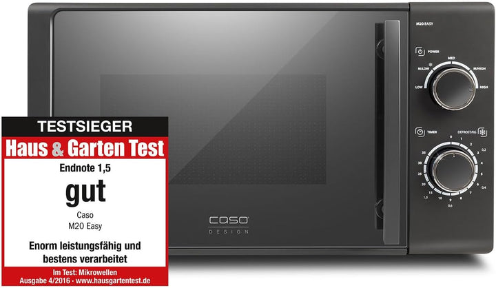 CASO | M20 EASY Mikrowelle | einfache Bedienung, 20 L Garraum, 700 Watt Leistung, Drehteller Ø 25,5c