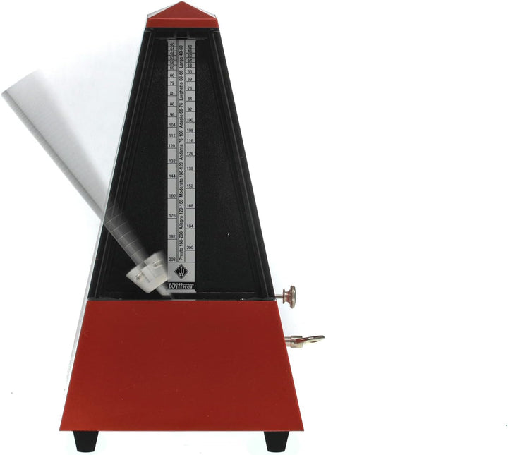 Wittner 903558 Taktell Pyramidenform Metronom Kunststoffgehäuse mit Glocke dunkelrot-matt